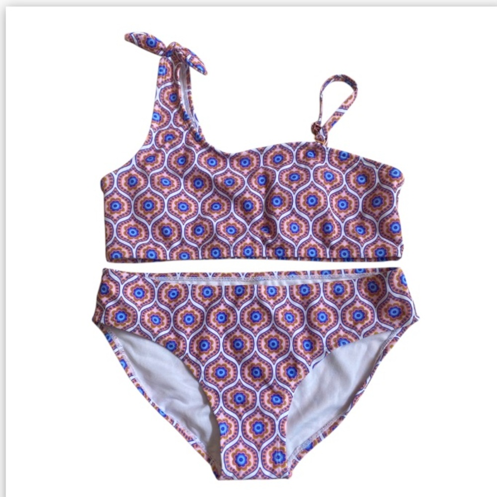Raisins Kids Swim two piece  in Pink and Blue Pattern